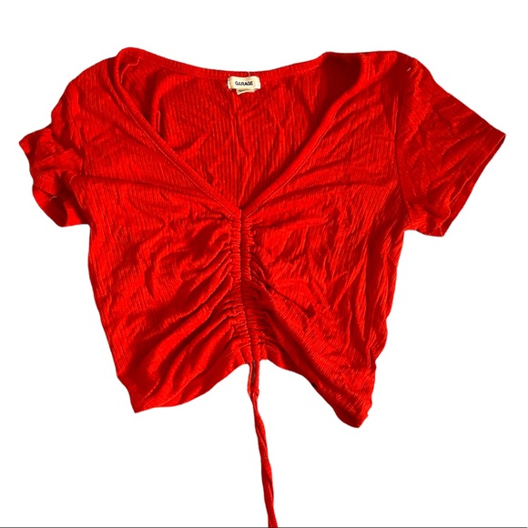 Garage orange ribbed The V Ruched Tee - Picture 4 of 11